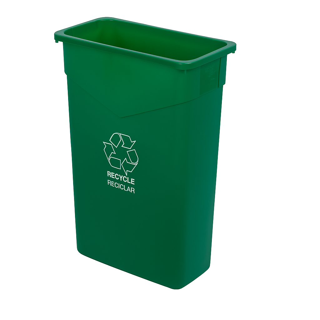 Slim 23 Gallon Green Garbage Can (Rectangle) Recycling