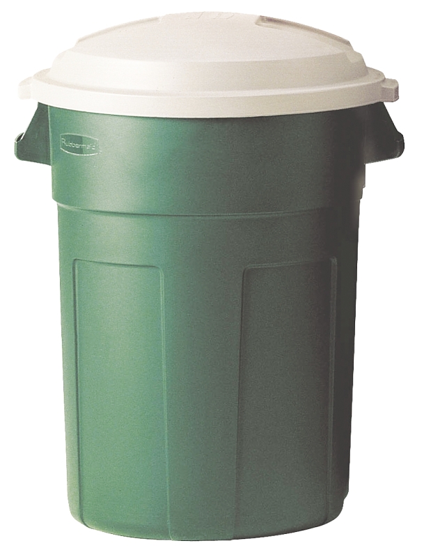 Green Round Trash Can, 32 Gallon Capacity, With Snap-Lock Lid Closure