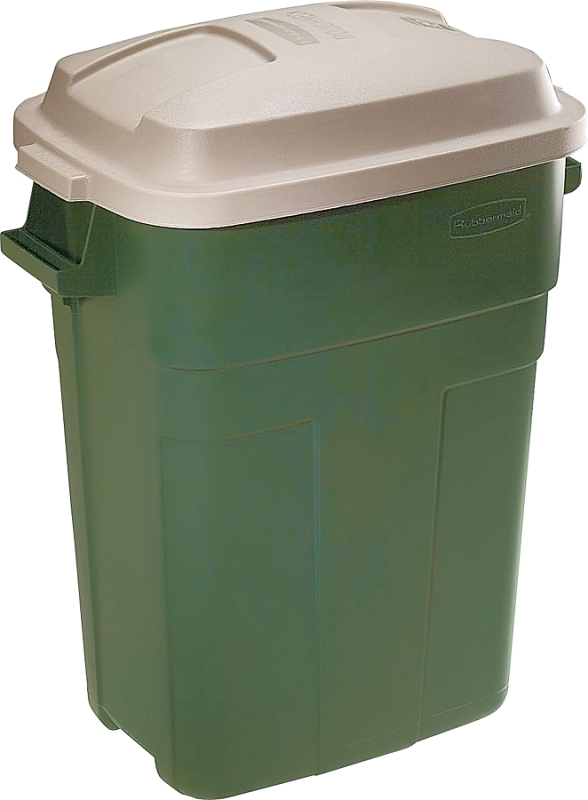 Green square Trash Can, 30 Gallon Capacity, With Snap-Fit Lid Closure