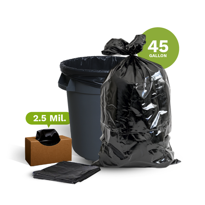 Black Garbage Bags, Super Tough 45 Gallon, 40&quot;x45&quot;, (100-Count)
