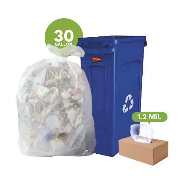 Clear Recycling Bags ,Super Tought, 20-30 Gallon 30&quot;x37&quot;, (250-Count)