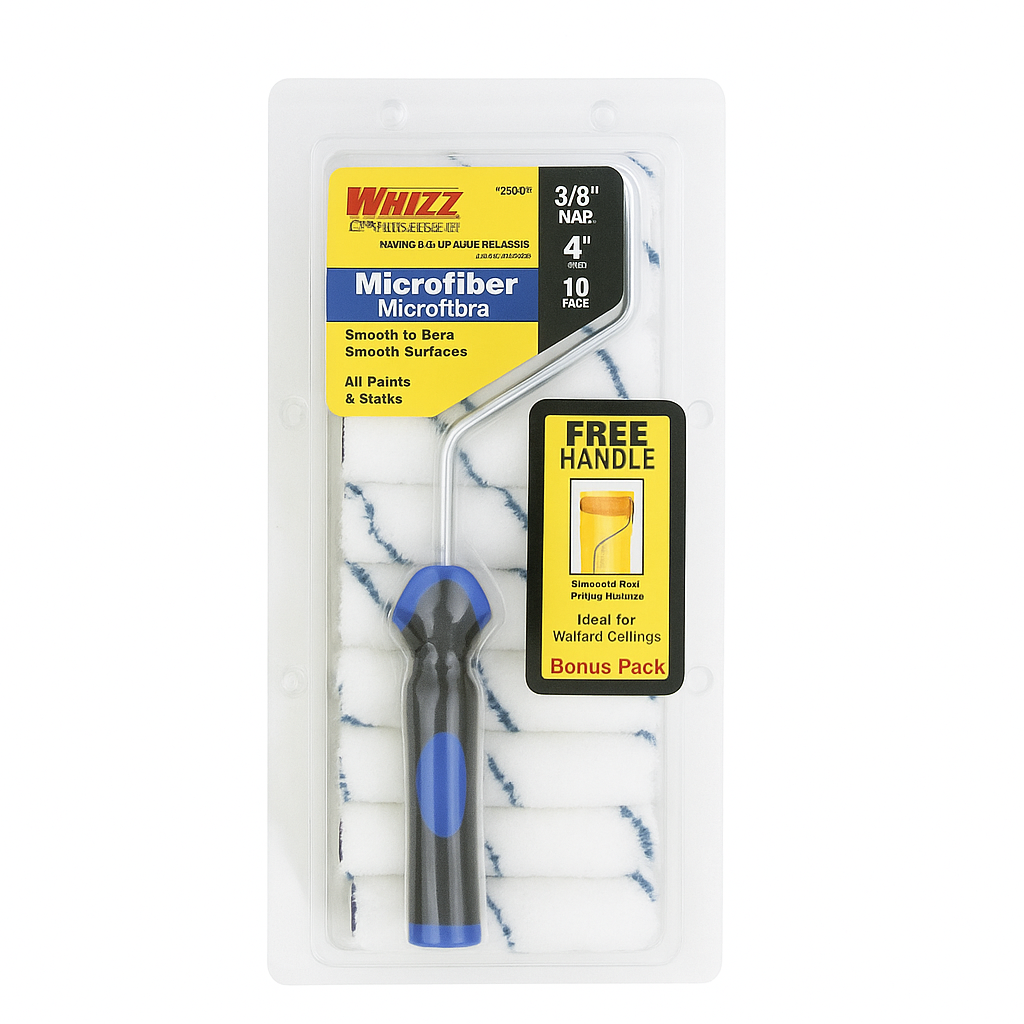 Paint Roller Frame With Mini Roller Cover Microfiber Mini 4&quot; x 1/2&quot; (10-Count)