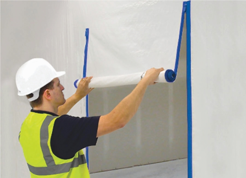 Doorway Shield Zipper, Self Adhesive, 7&#39; L, x 3&quot; W, Polyester, Blue