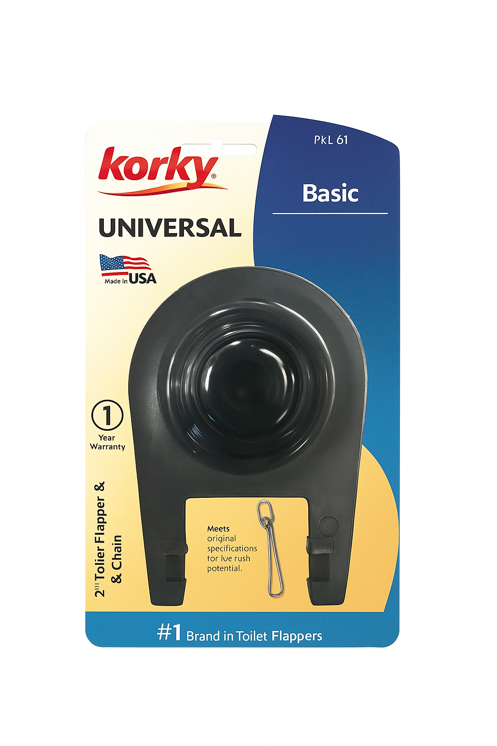 Toilet Flapper Korky 54BP, Black 2&quot;