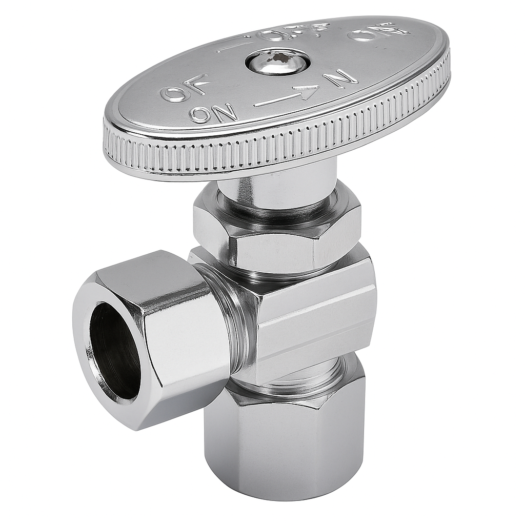 85068 Speedy Shut Off Valve Angle 1/4" Turn 1/2" FIP X 3/8' OD, BrassCraft