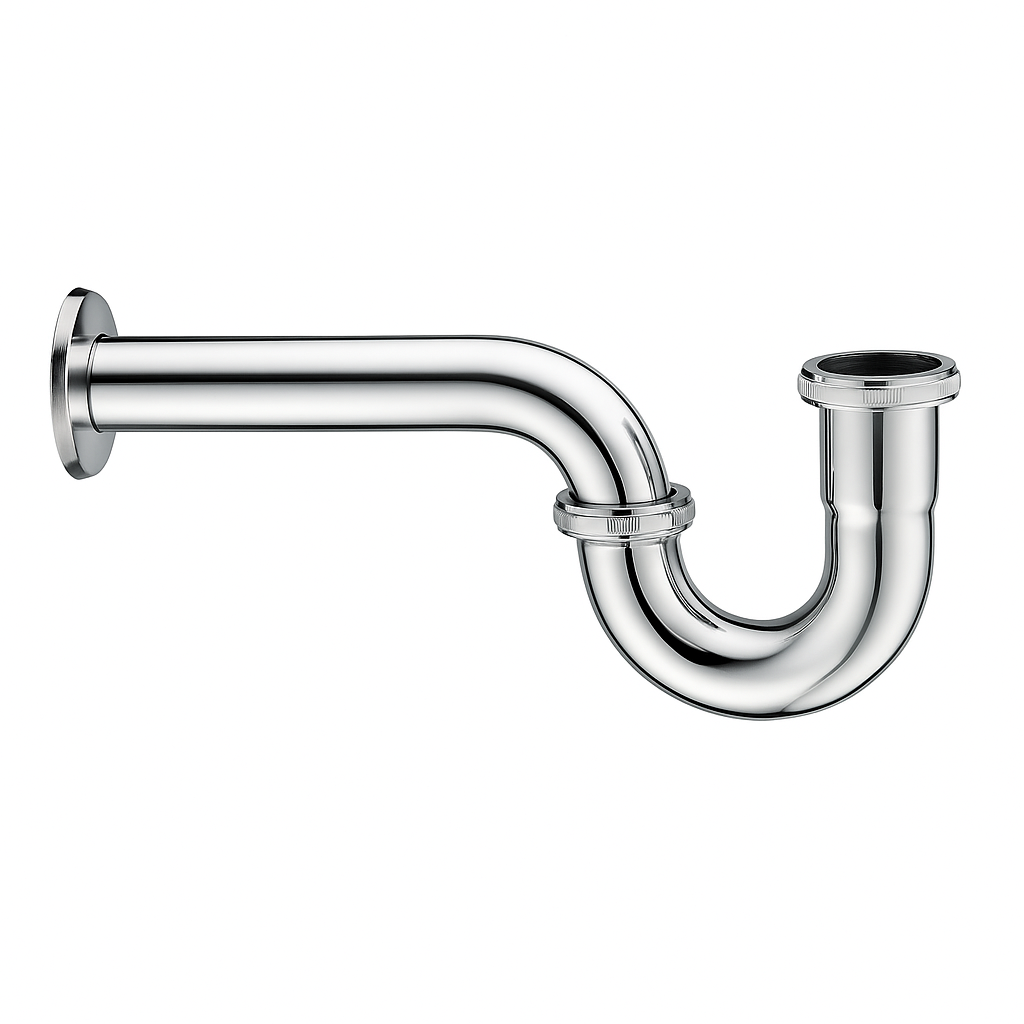 Tubular P Trap 1 1/2&quot; Chrome Less Cleanout 20 Gauge