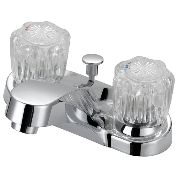 88006 Bathroom Faucet 2 Handle Crystal, 4" Center, With Pop Up Washerless