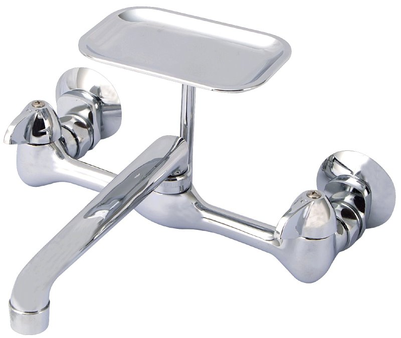 Combo Wall Mount Faucet with Soap Dish 8&quot; Spout
