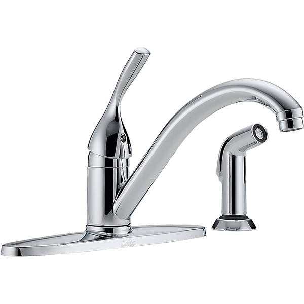 Delta 400-DST Kitchen Faucet Single Lever, With Spray, Chrome