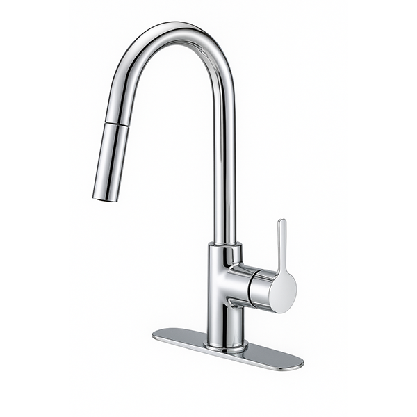 Kitchen Faucet Single Handle, Designers, With 8&quot; Plate for 3 Holes