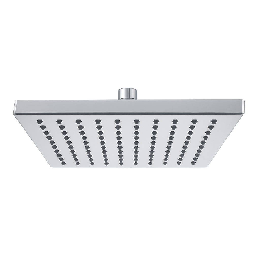 Shower Head 8&quot; Square Flat, Stainless Steel
