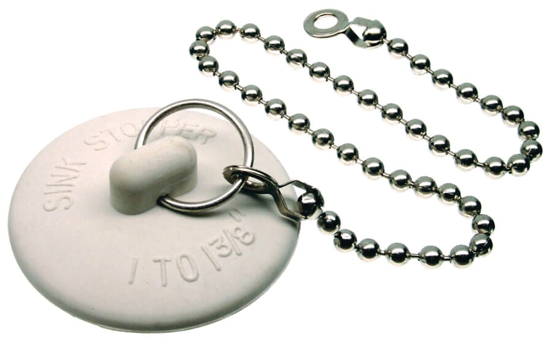 Basin Stopper 1&quot; - 1 1/2&quot;, White Rubber