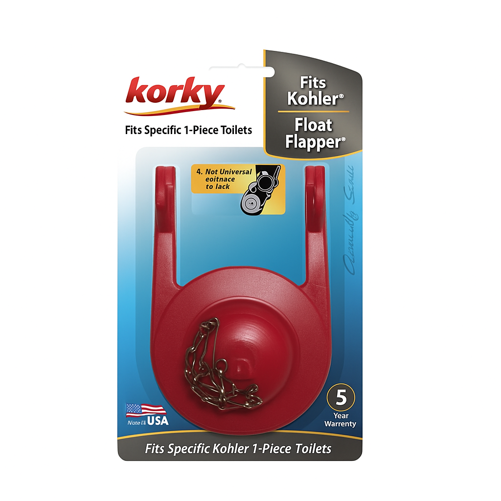 Toilet Flapper Korky 2010BP, Float, Rubber, Red