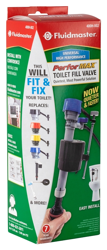 89358 Fluidmaster PerforMAX 400H-002-P10, Toilet Fill Valve Multicolored Plastic For Universal