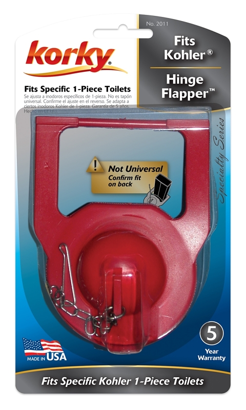 Toilet Flapper Korky 2011BP, Fits Kohler, Red