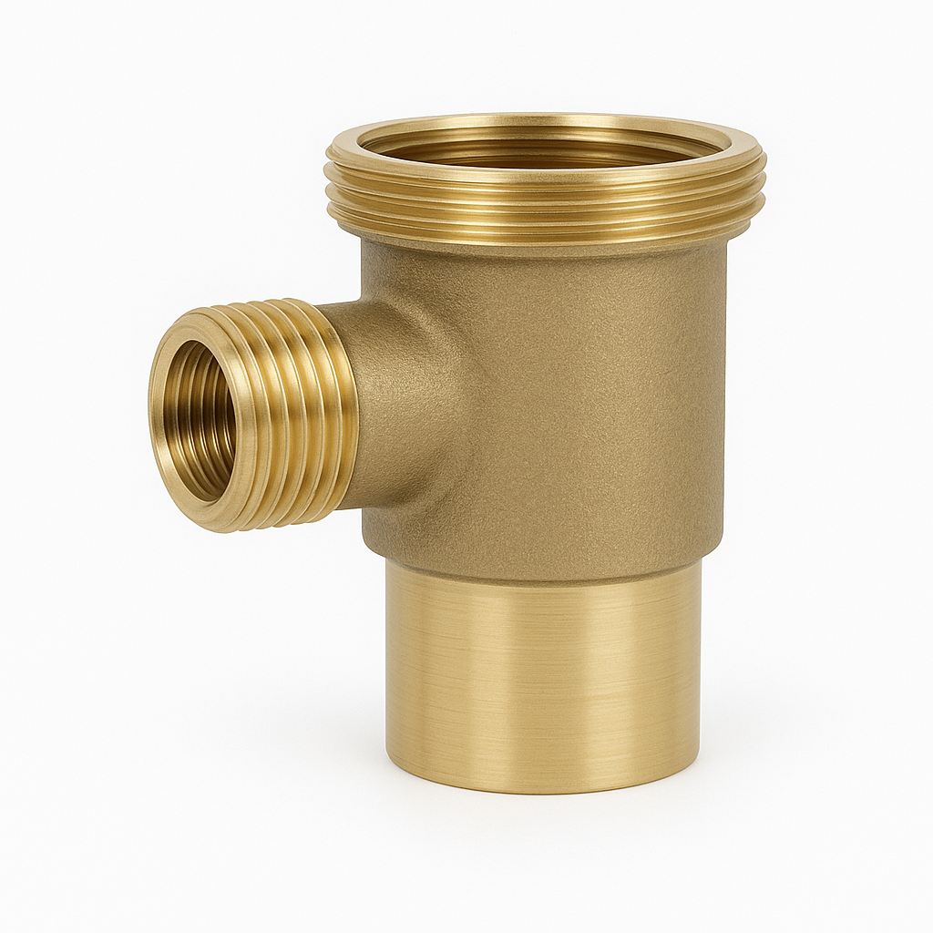 Washing Machine Tee 1 1/2&quot; Slip x 1 1/2, Rough Brass